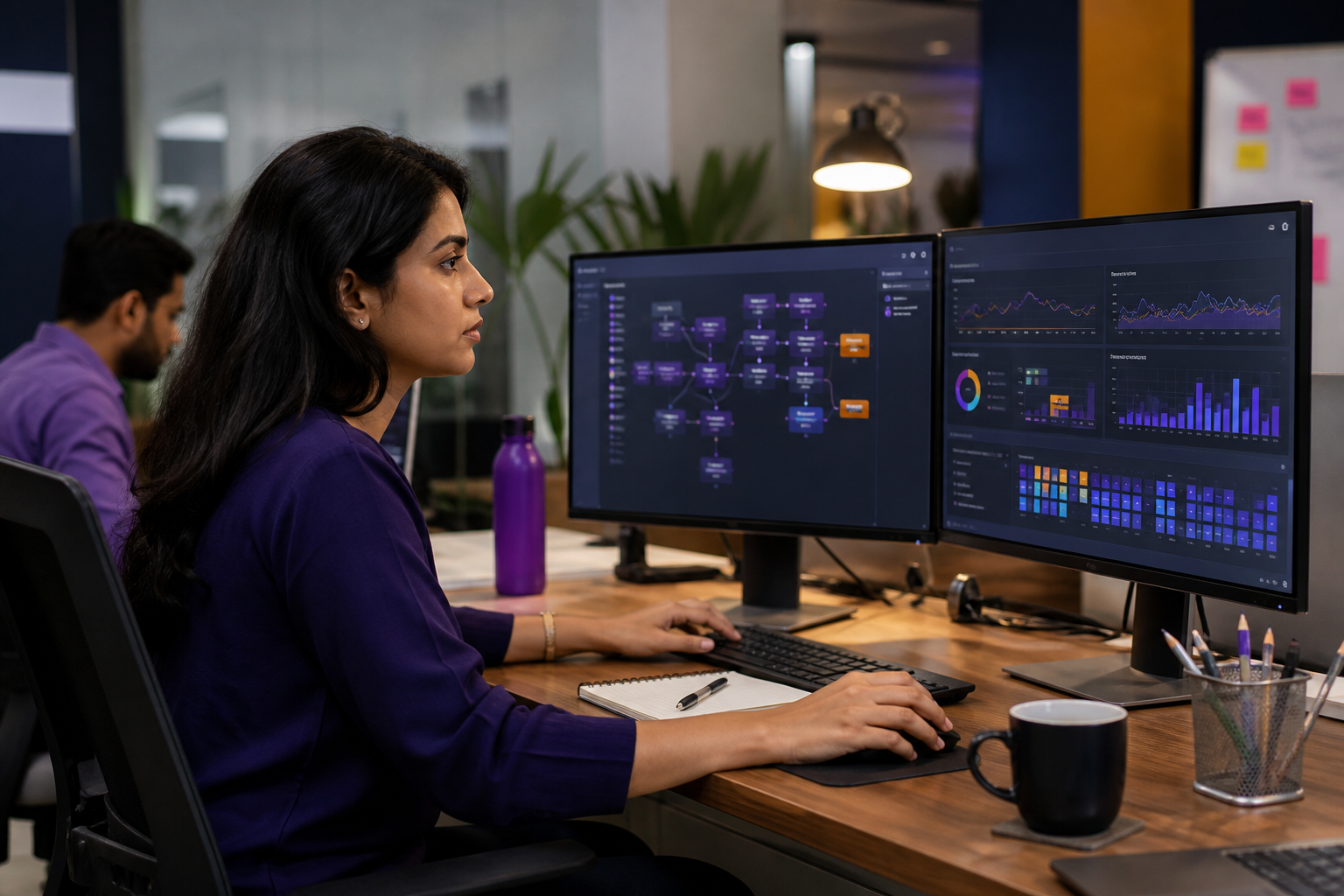 A strategist using connected automation and analytics systems
