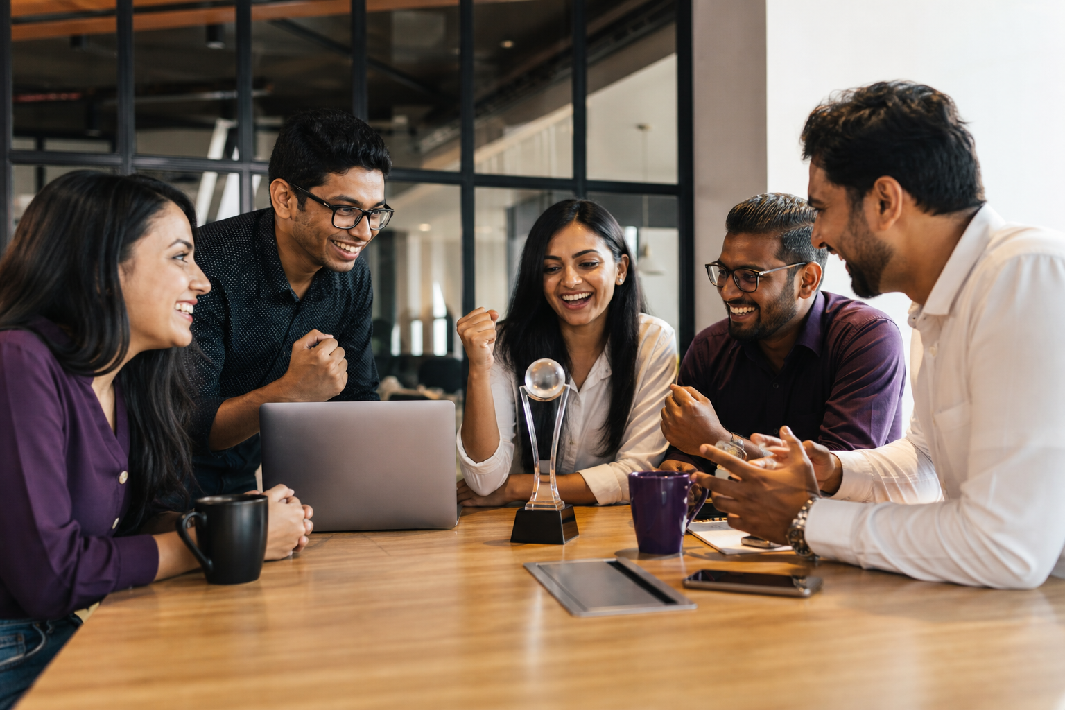 A digital agency team celebrating industry recognition in 2019