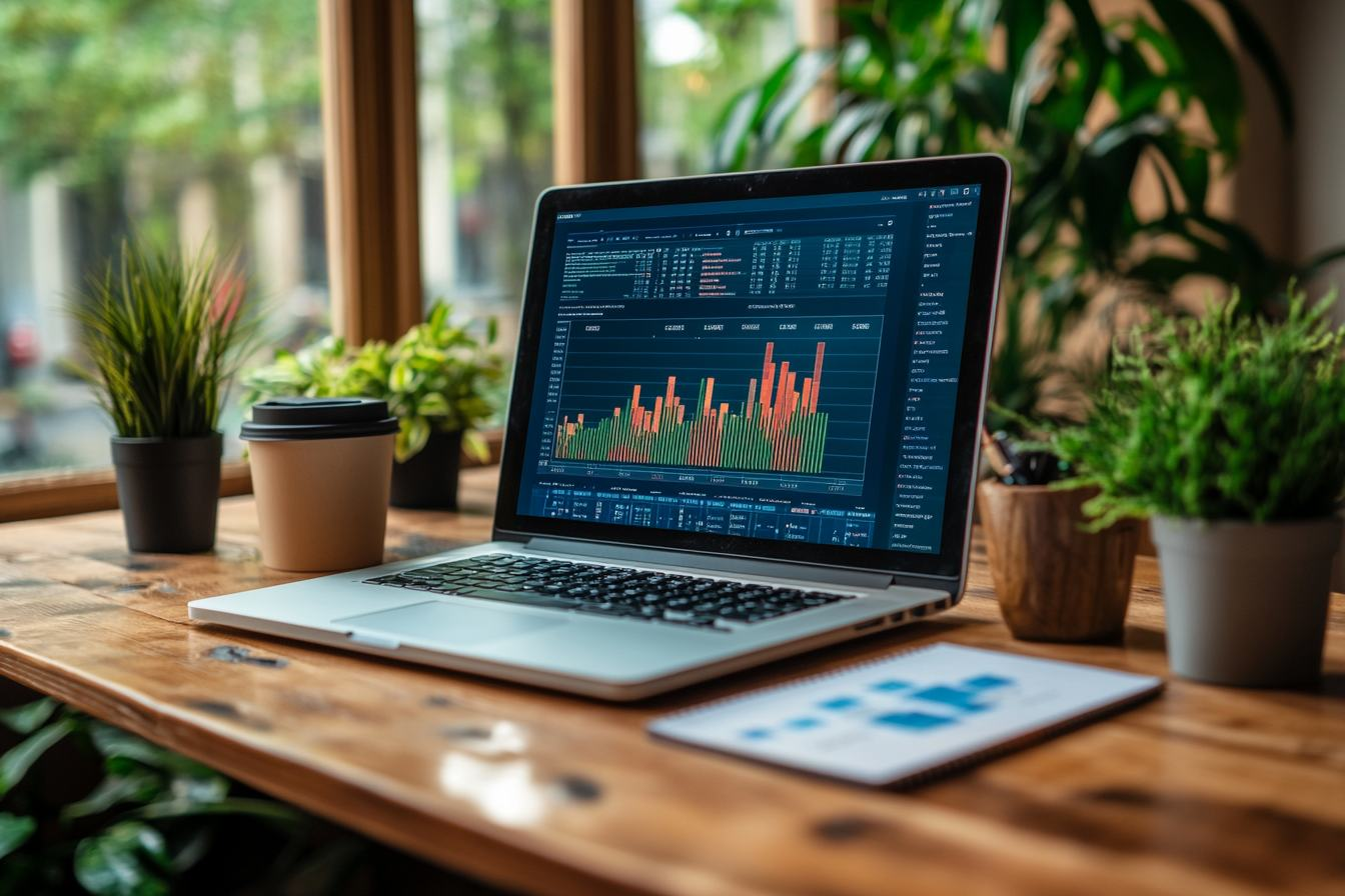 Analytics displayed on a laptop during authority planning