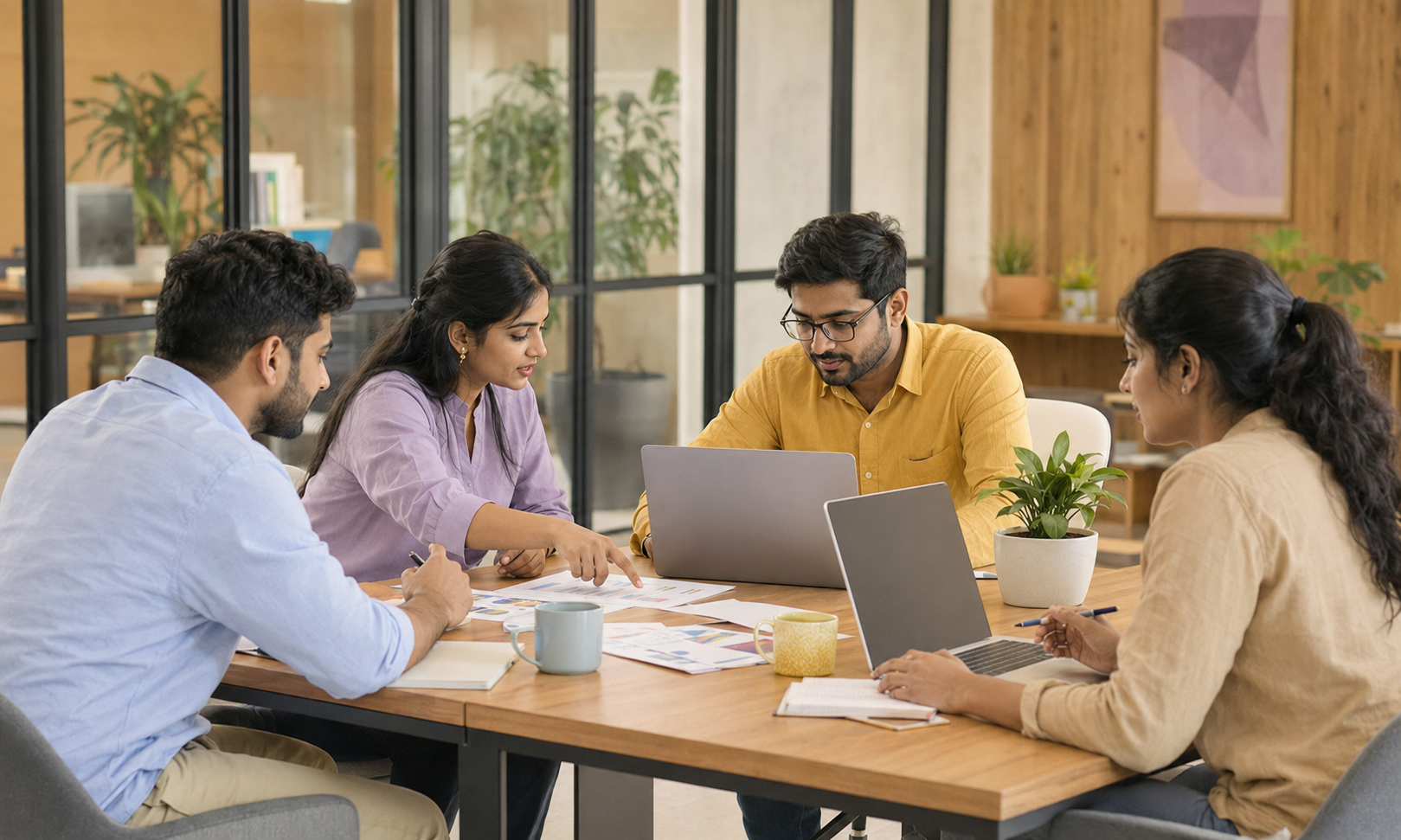 Analytics specialists reviewing a measurement plan and reporting signals