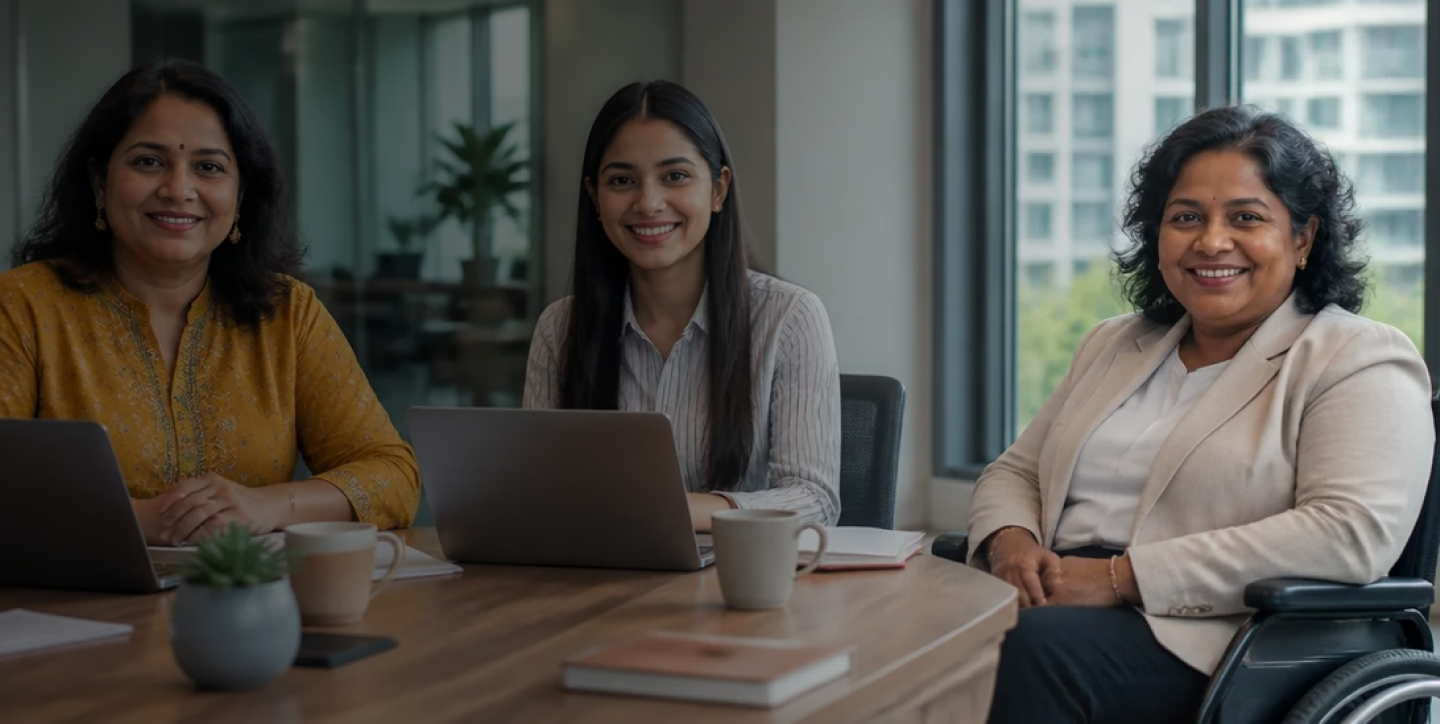 A marketing team collaborating in a modern office